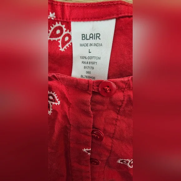 Vintage Blair 80s Red Bandana Dress Size Large - Picture 8 of 11